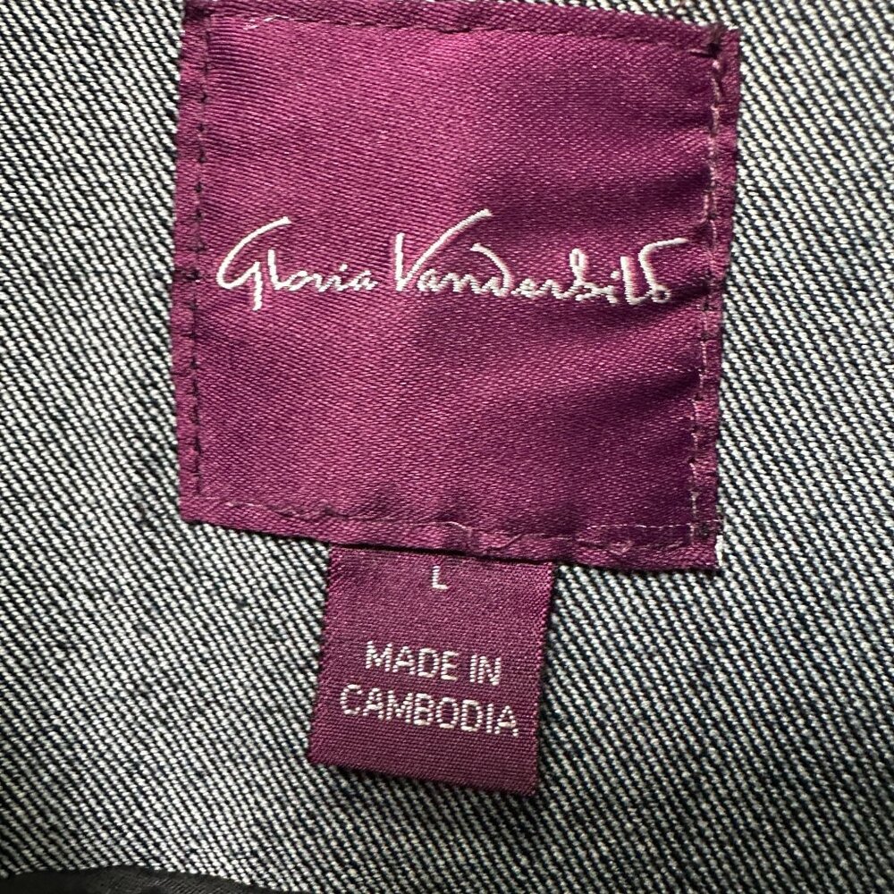 Gloria Vanderbilt Denim Jacket Womens Large Dark Blue Button Front Classic - Picture 6 of 12